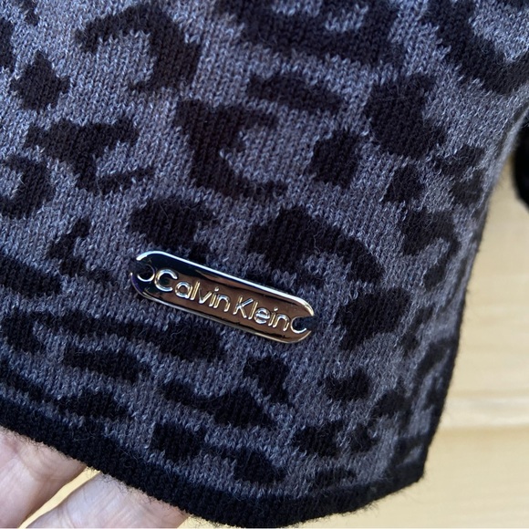 Calvin Klein Leopard Print Cowl Neck Long Sleeve Sweater - Picture 3 of 11